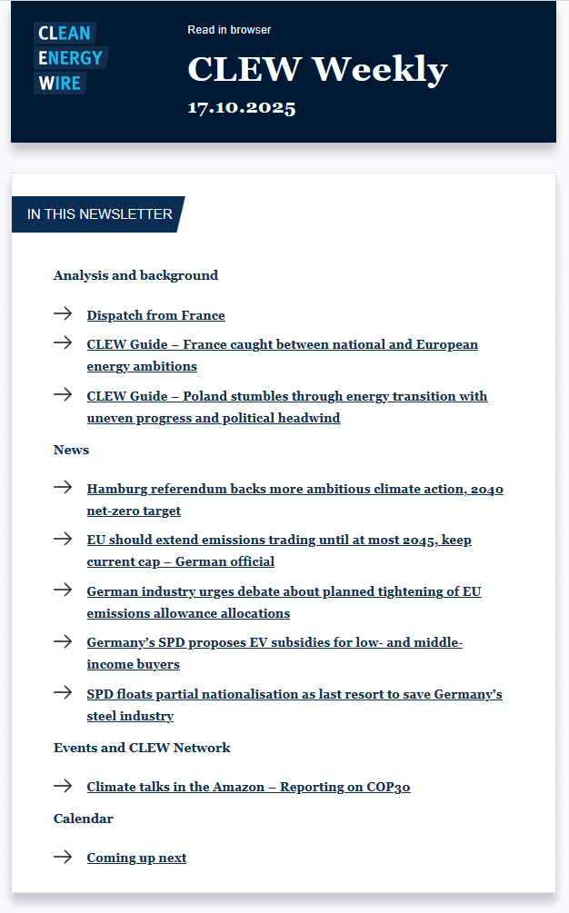 CLEW Weekly newsletter.