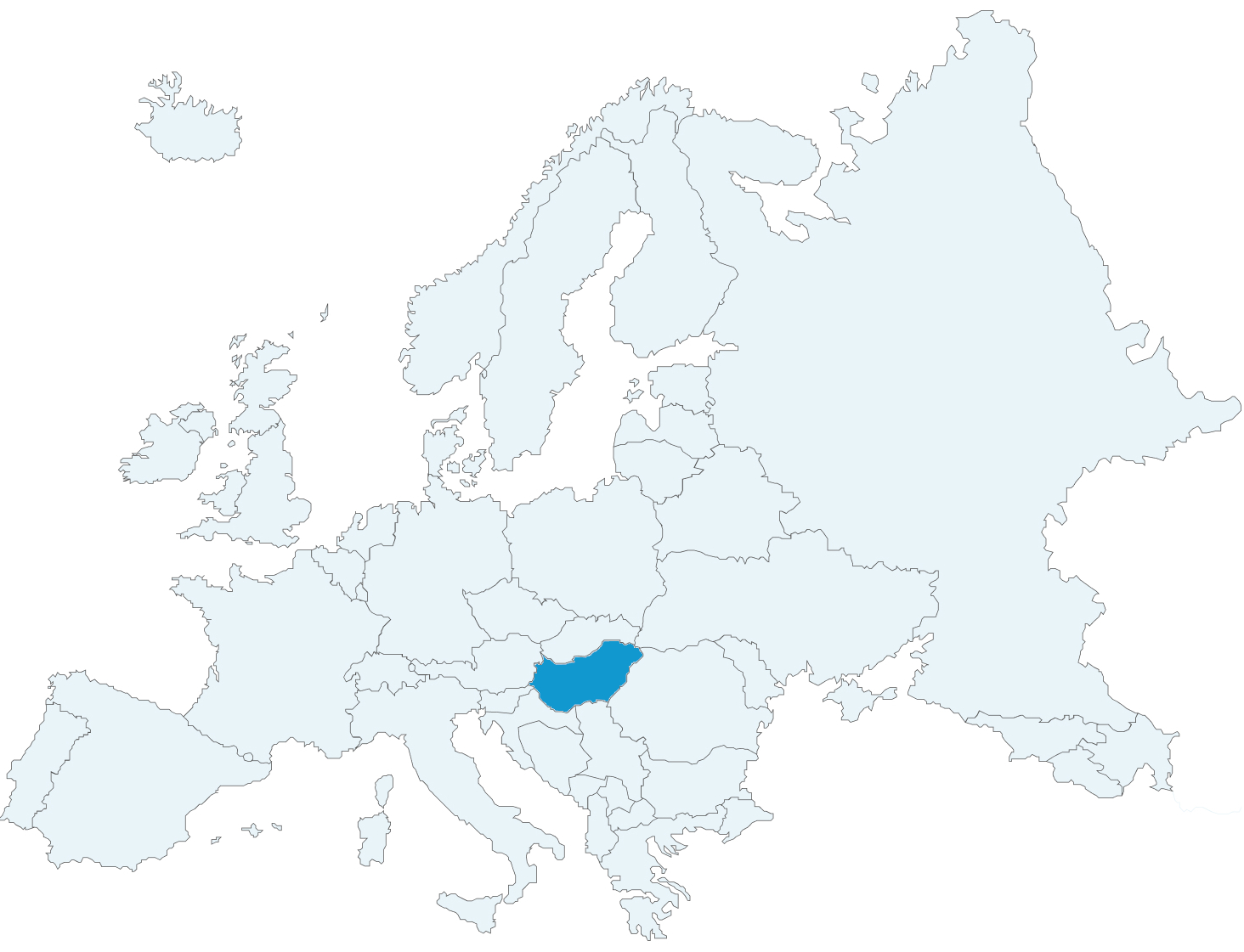 Hungary highlighted on Europe map.