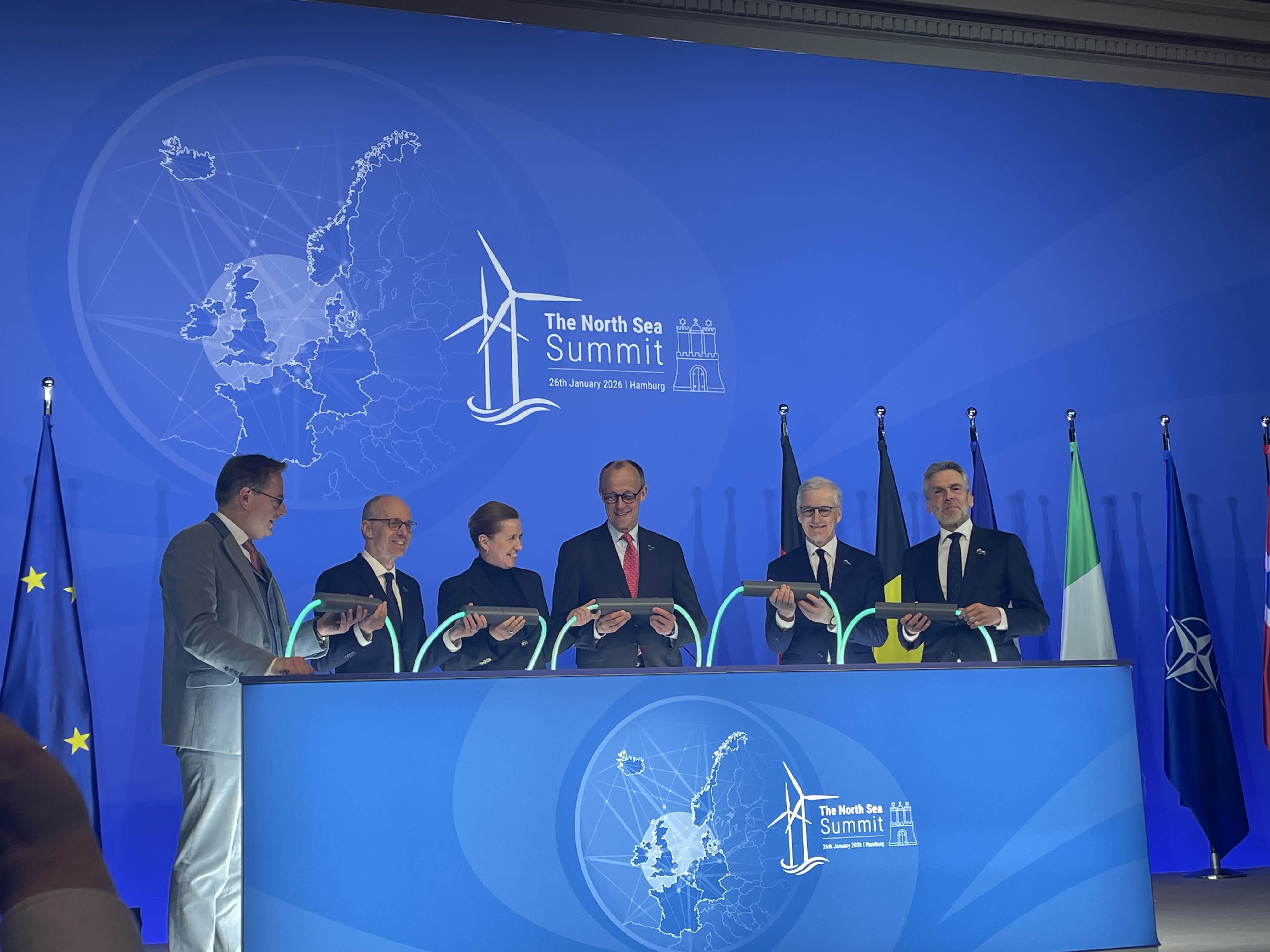 Photo shows government officials at the 2026 North Sea Summit in Hamburg, Germany. Source: CLEW/Wehrmann.