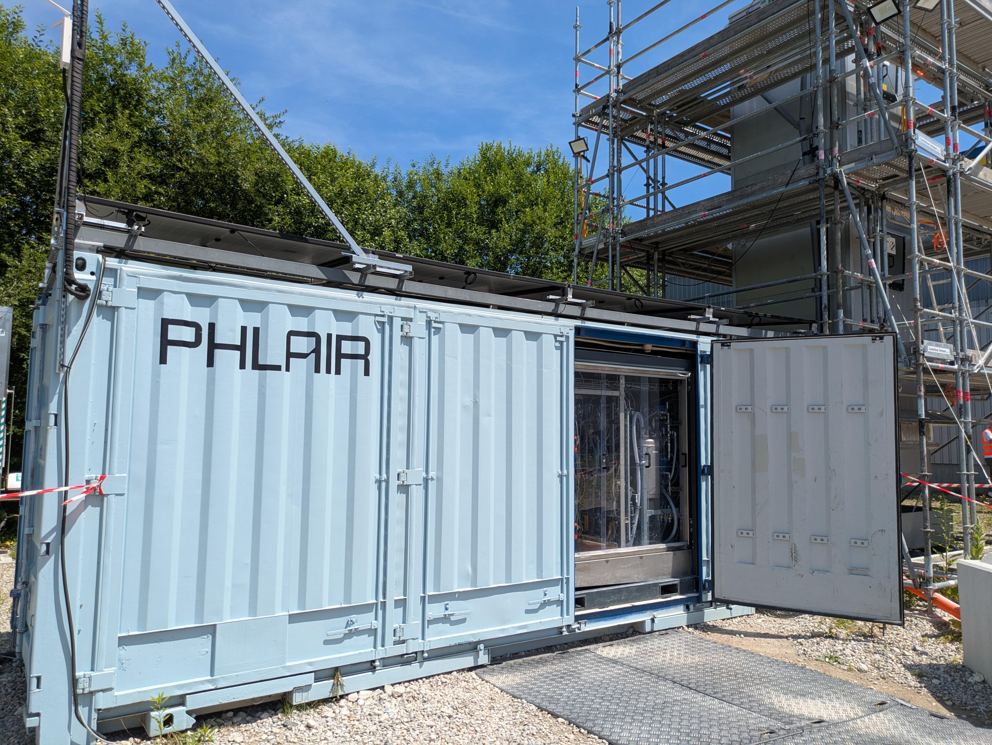 Photo of Phlair's pilot direct air capture facility in Bavaria. Photo: CLEW/Wettengel.