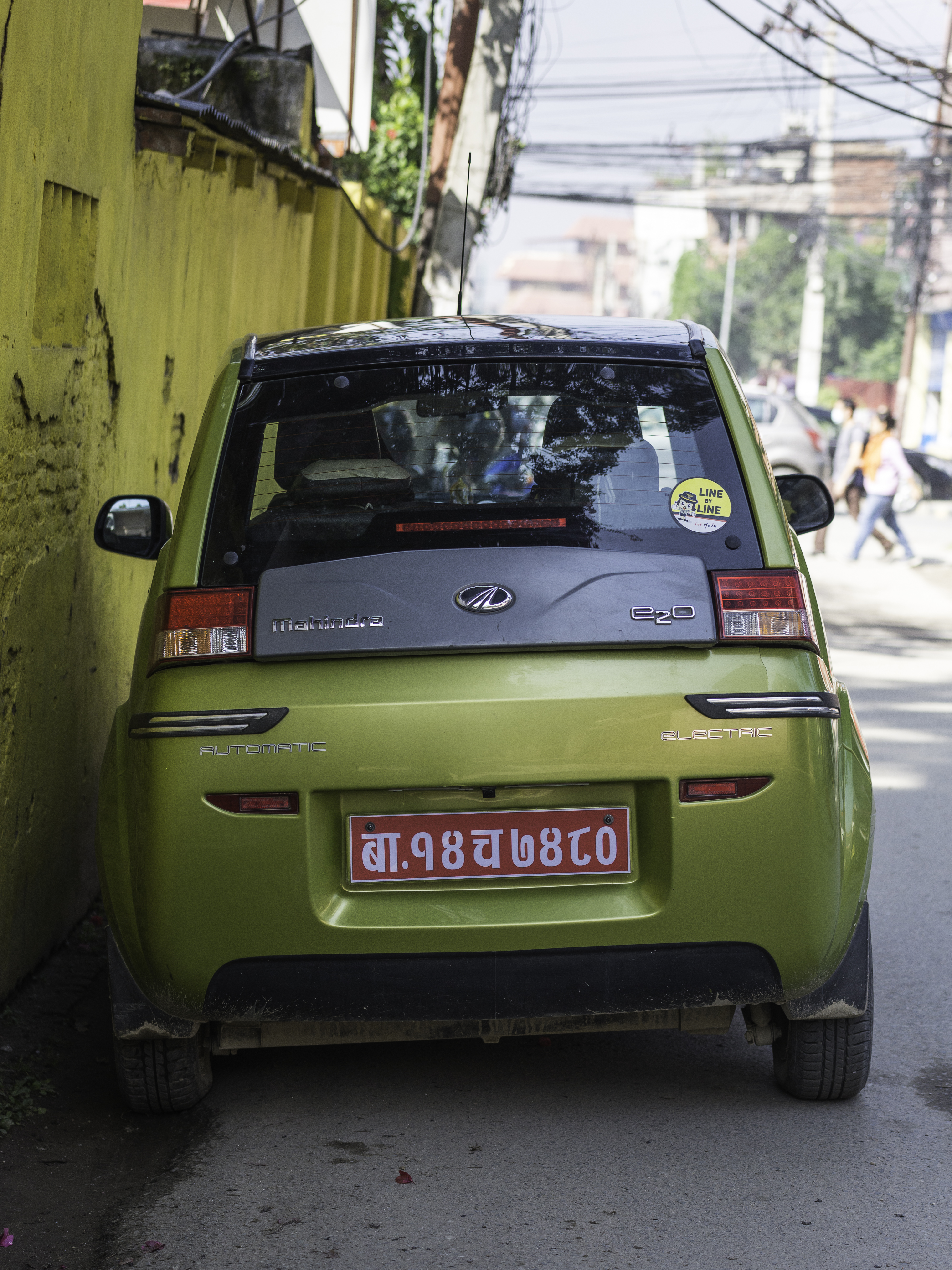 A Mahindra e20 parked in Kathmandu, Nepal.