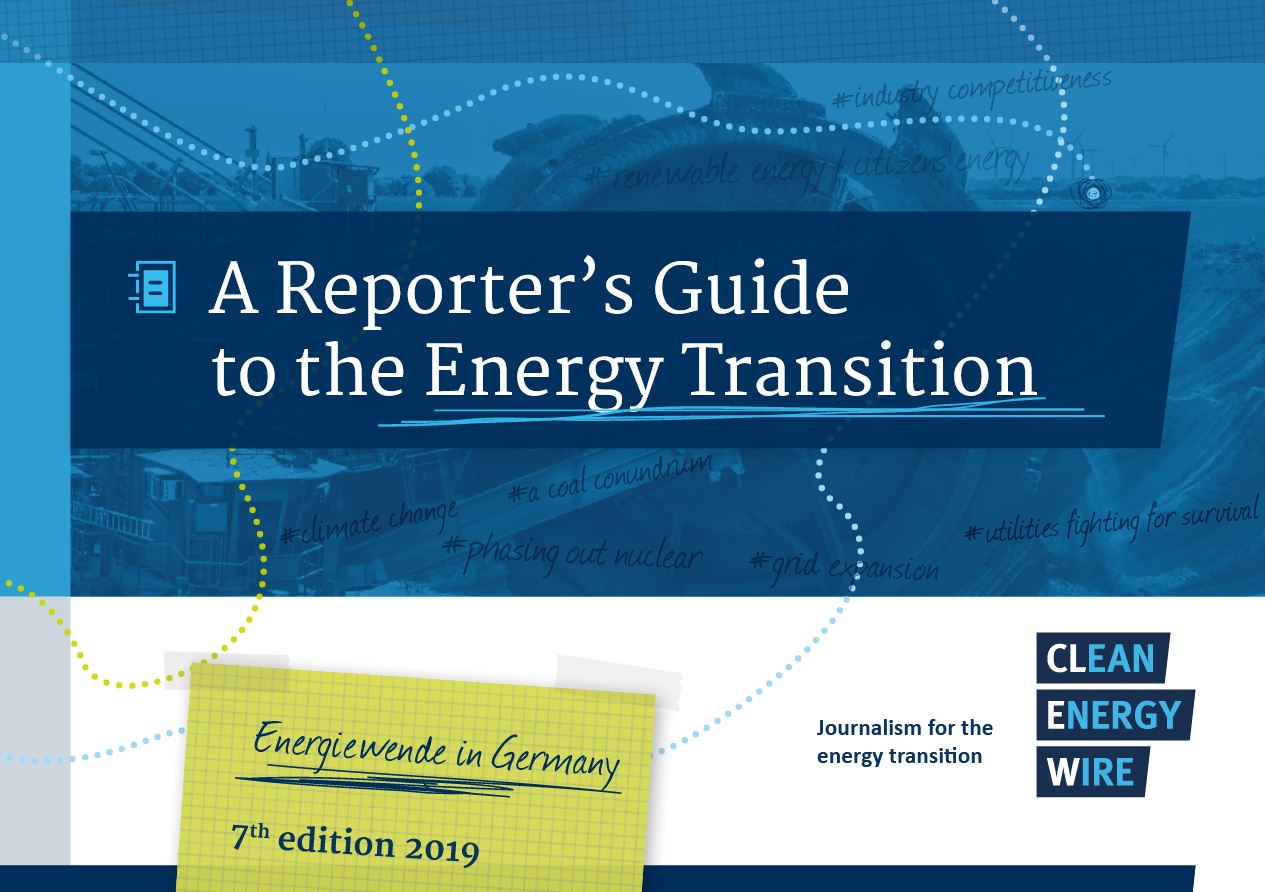 photo shows cover of clean energy wire's reporter's guide to the German energy transition. 