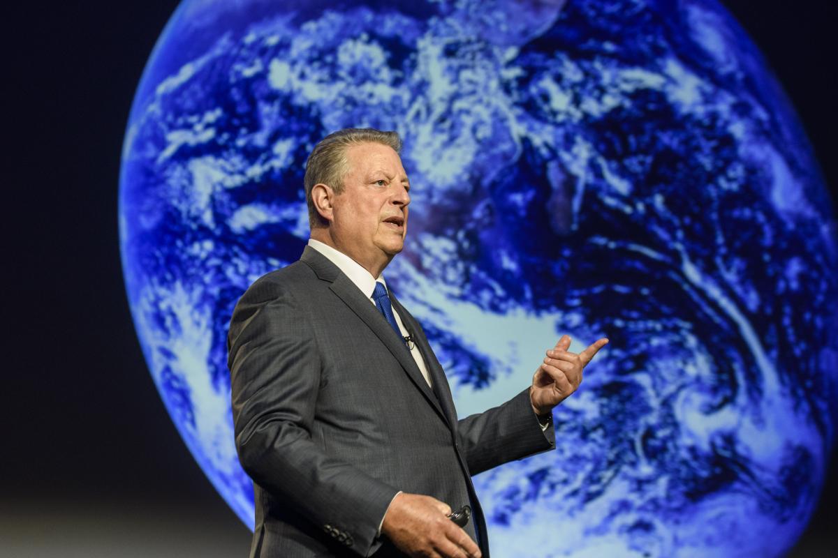 Former US Vice President Gore speaking to climate activists in Berlin. Photo: The Climate Reality Project 2018.