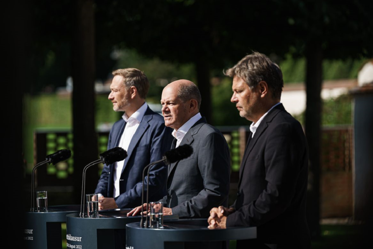 German finance minister Christian Lindner, chancellor Olaf Scholz and economy and climate minister Robert Habeck (l.t.r). Photo: Bundesregierung/Denzel