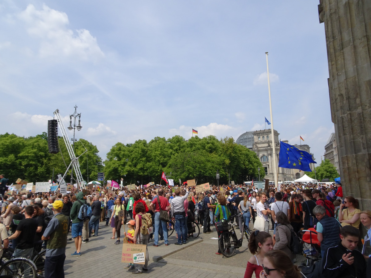 Photo shows Fridays for Future climate protest at the Brandenburg Gate in Berlin in 2019. Source: CLEW/Clermont 2019.