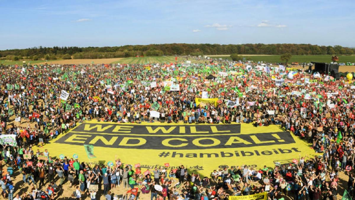 Anti-coal protesters gather at the Hambach Forest on 6 October. Photo: Greenpeace