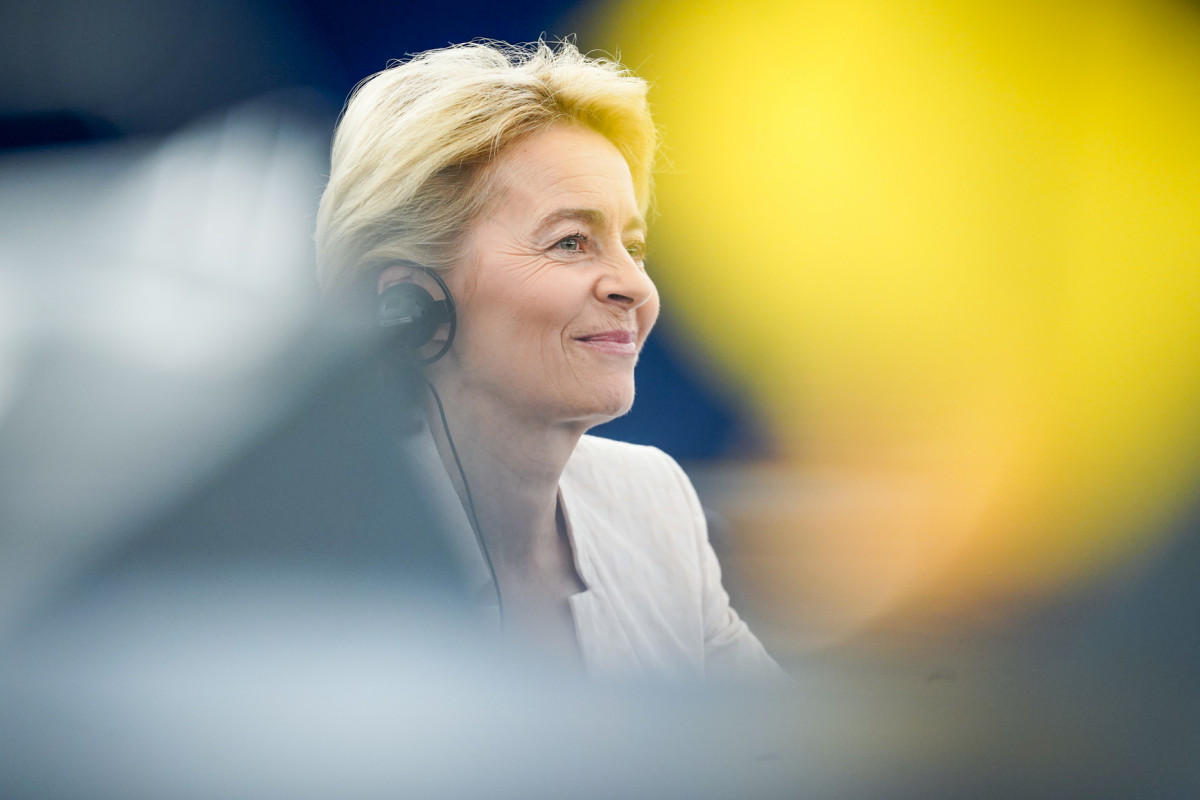 Photo shows European Commission president candidate Ursula von der Leyen during her programmatic speech to the European Parliament in July 2019. Source: EP/Daina le Lardic 2019. 