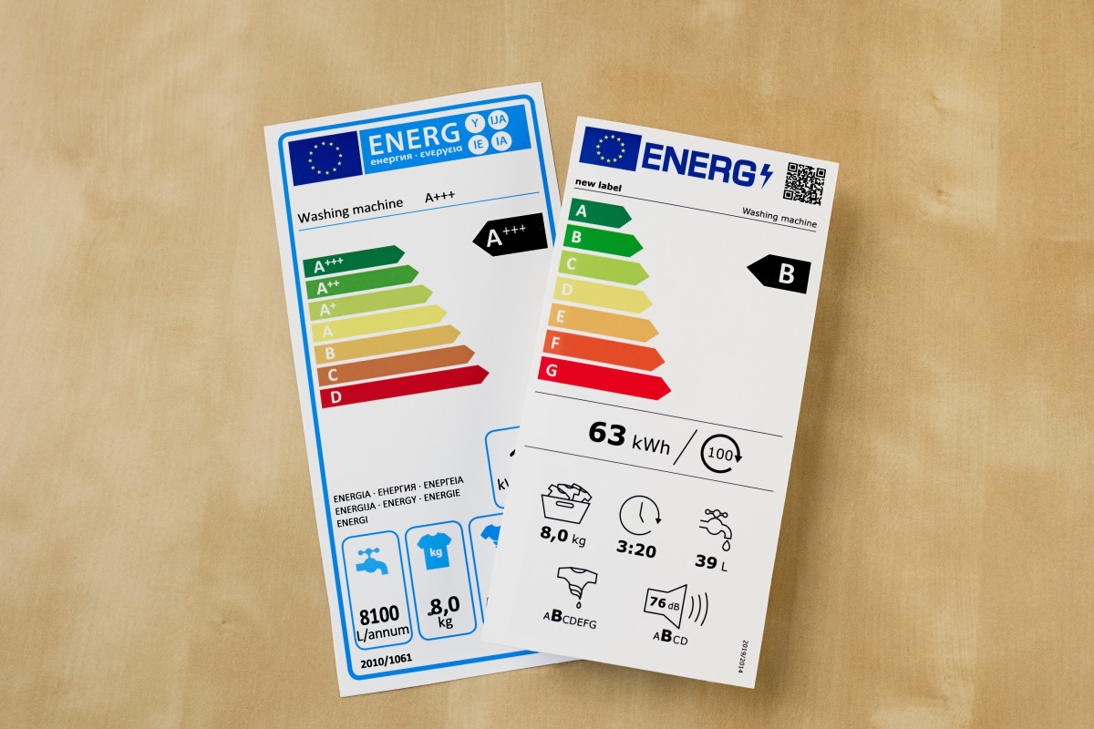 Picture shows EU energy label 