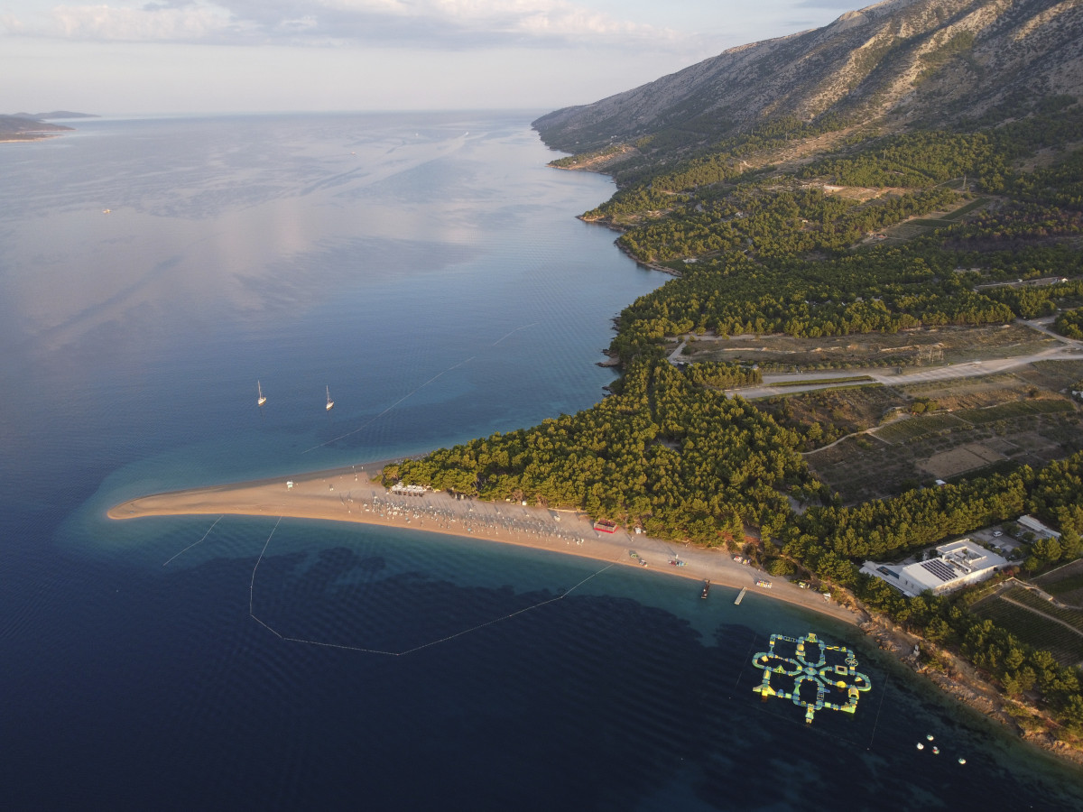 Photo shows aereal view of Brac Island coast, Croatia. 