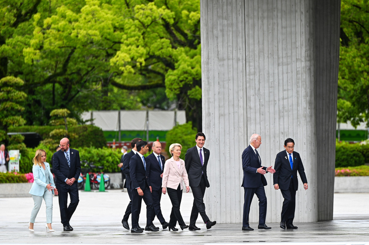 Photo shows G7 leaders at the 2023 summit in Japan. Photo: European Union.