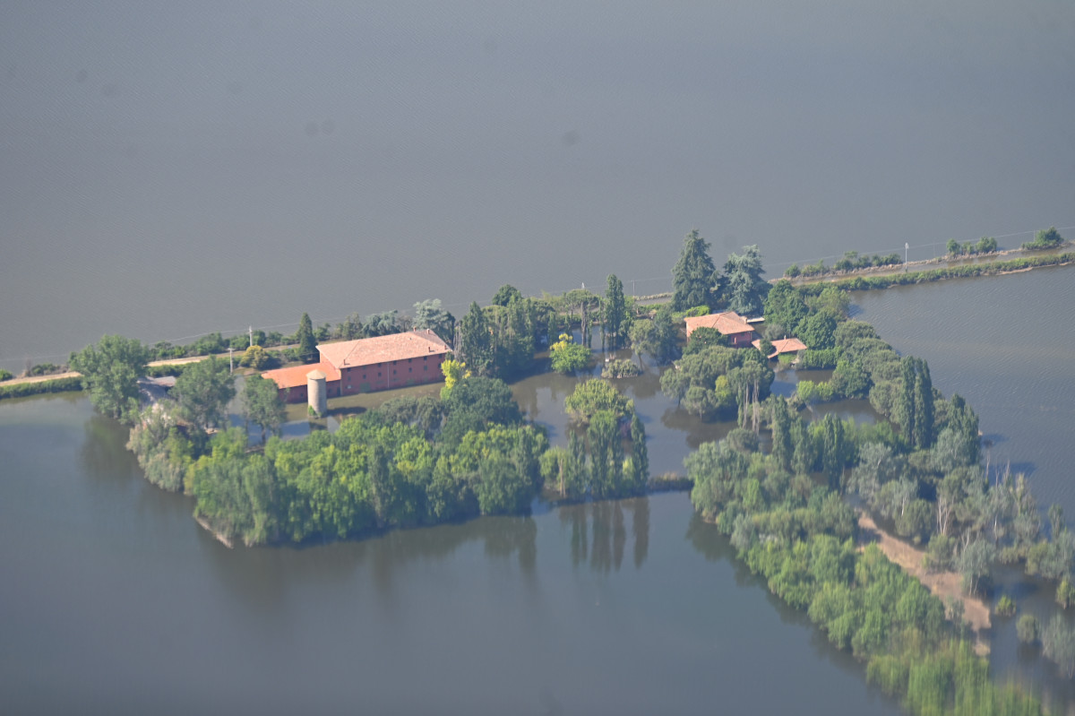 Picture shows submerged farm after flooding event in Italy 