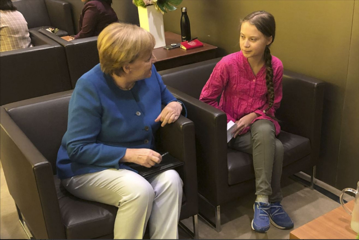 Merkel meets Greta Thunberg in 2019 at the UN Climate Summit in New York. Source Bundesregierung