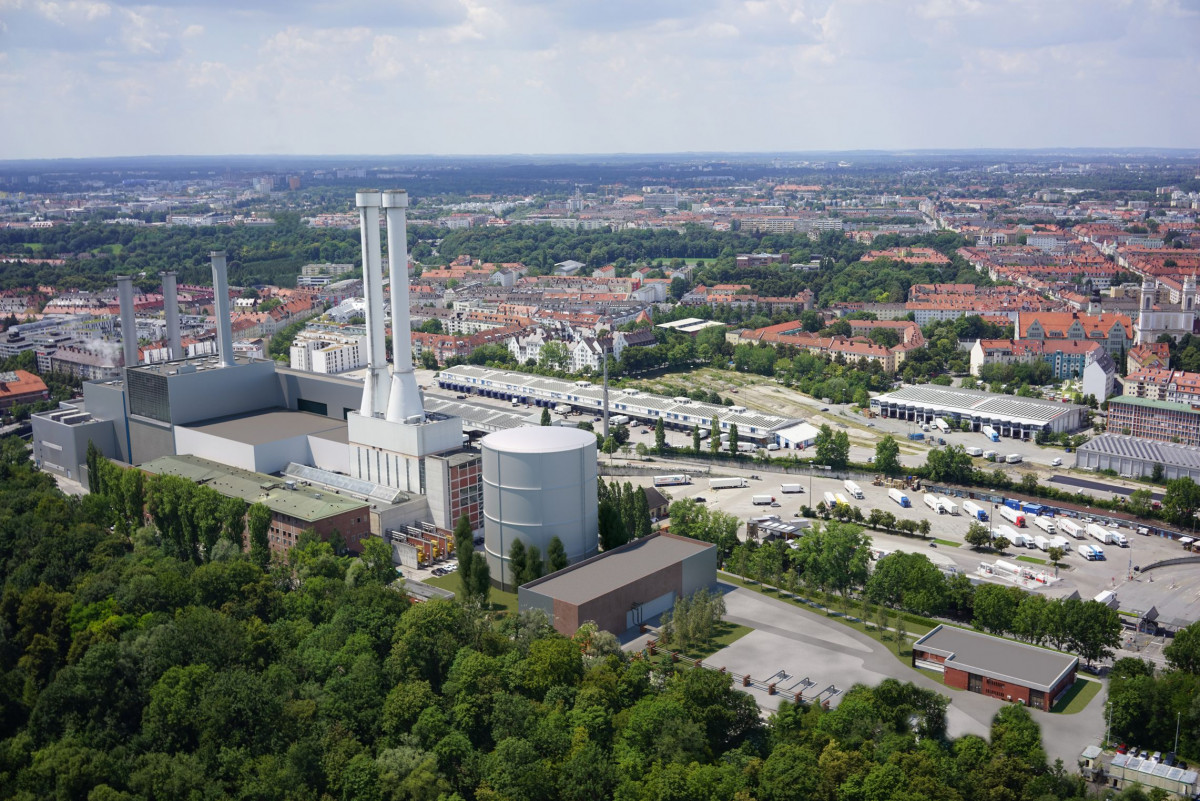 Model of Schäftlarnstraße geothermal heating plant in Munich