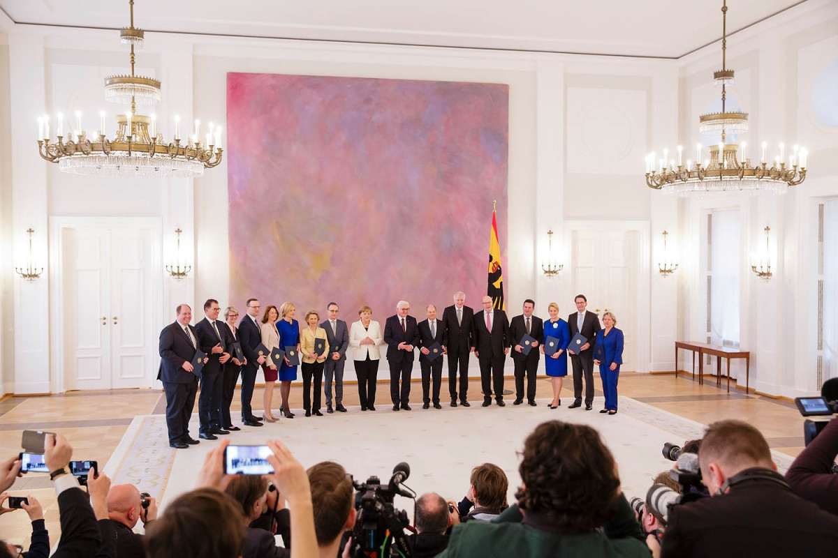 Germany's entire government cabinet at its swearing-in ceremony in March 2018. Photo - Federal Government 