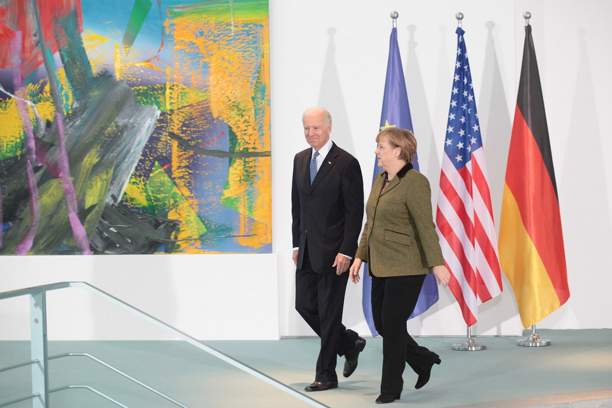 German Chancellor Angela Merkel meets then US Vice President Joe Biden in Berlin in 2013. Photo: US Botschaft Berlin