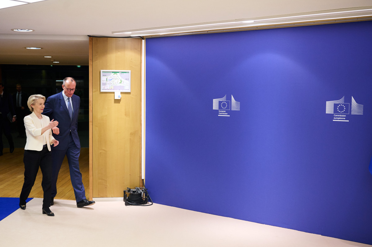 Picture shows German chancellor candidate Friedrich Merz and European Commission leader Ursula von der Leyen 