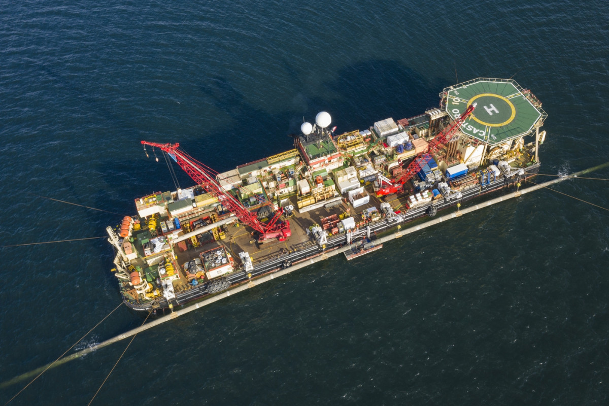 Photo of Nord Stream 2 construction, ship, sea. Photo: Nord Stream 2 / Axel Schmidt. 