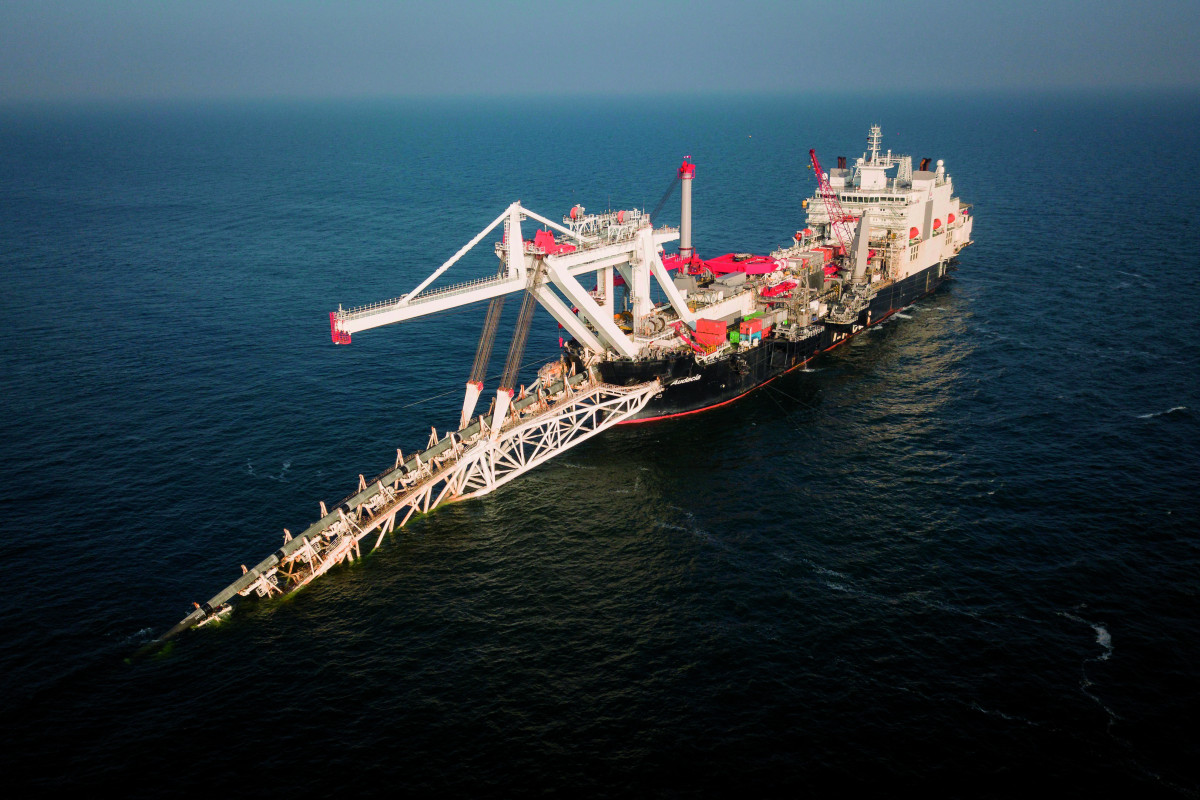 Nord Stream 2 pipelay vessel near the German island of Rügen. Photo: Axel Schmidt/NordStream2