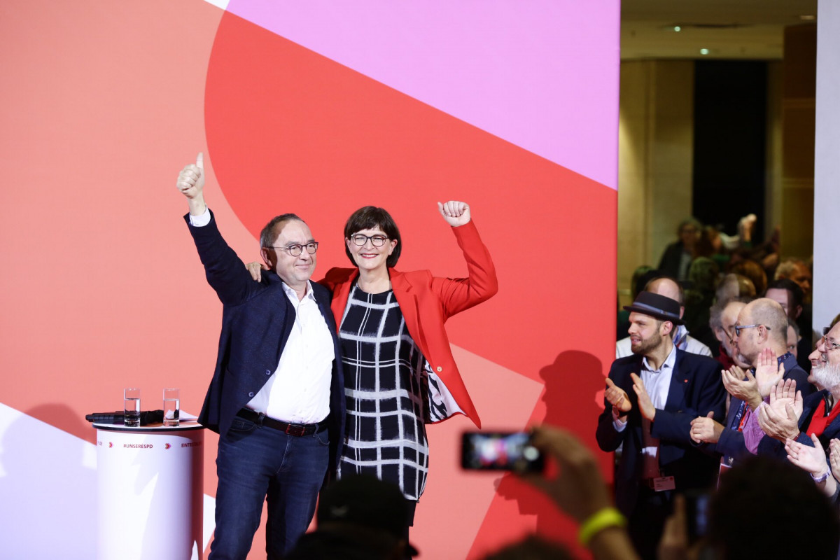 The new SPD leaders, Norbert Walter-Borjans and Saskia Esken, gained 53 percent of the intraparty vote. Photo: SPDde/Twitter 