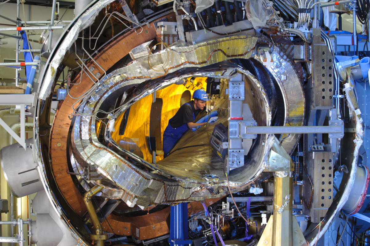 Work on the experimental Wendelstein fusion reactor. Image by Max Planck Gesellschaft