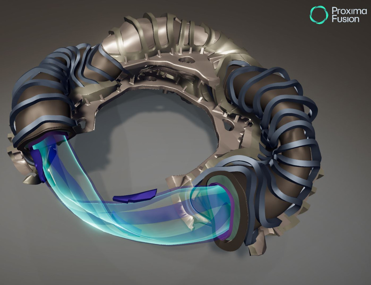 A visualisation of Proxima's planned Stellarator nuclear fusion pilot plant.