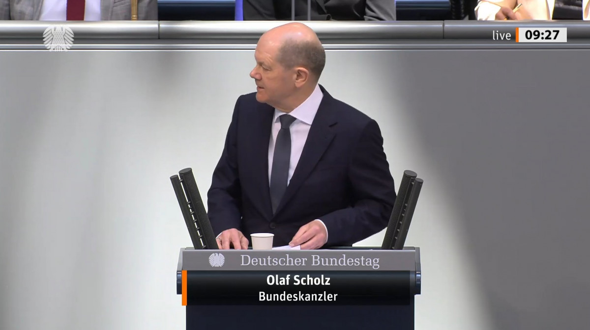 German chancellor Olaf Scholz in Bundestag on 23 March 2022. Source: Bundestag. 