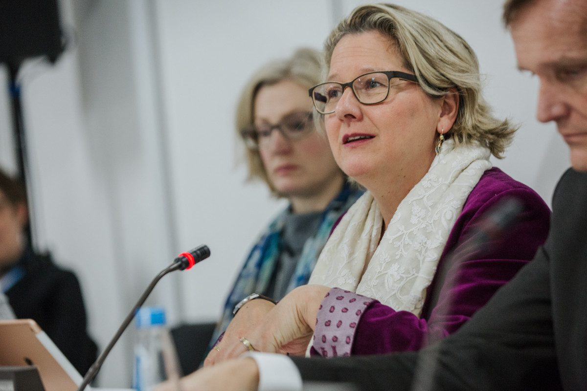 Photo shows German environment minister Svenja Schulze. Photo: BMU/Sascha Hilgers. 