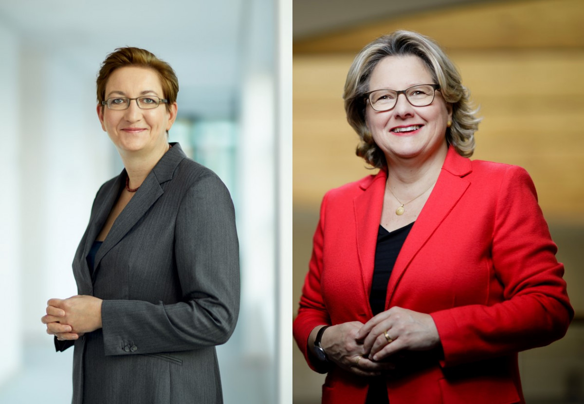 New SPD ministers for buildings, Klara Geywitz and for economic cooperation, Svenja Schulze. Photos: Werner Schüring; BMU.