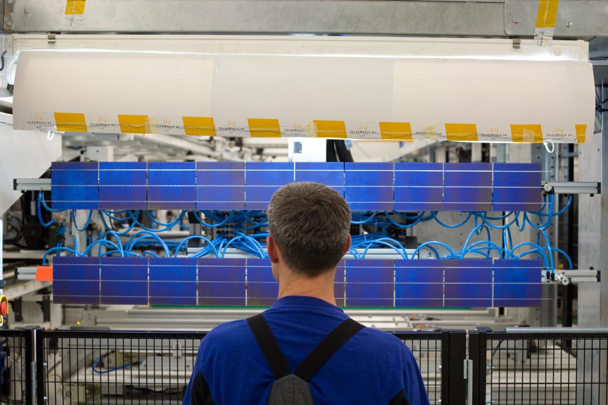 Panel manufacturing at a SolarWorld site. Source - SolarWorld.