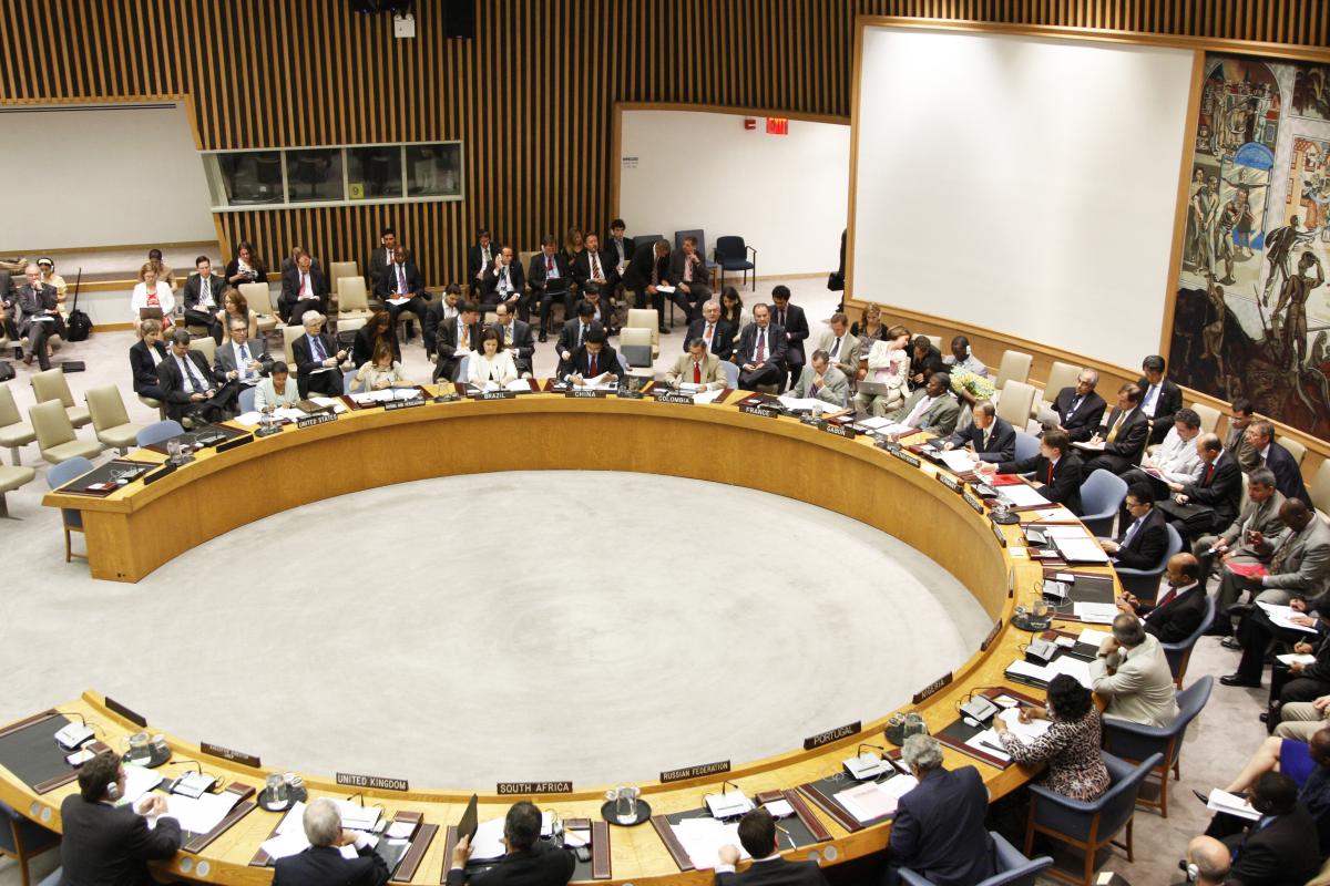 The UN Security Council discusses the impacts of climate change on peace and security in 2011. Photo: UN Photo/Mark Garten 2011.