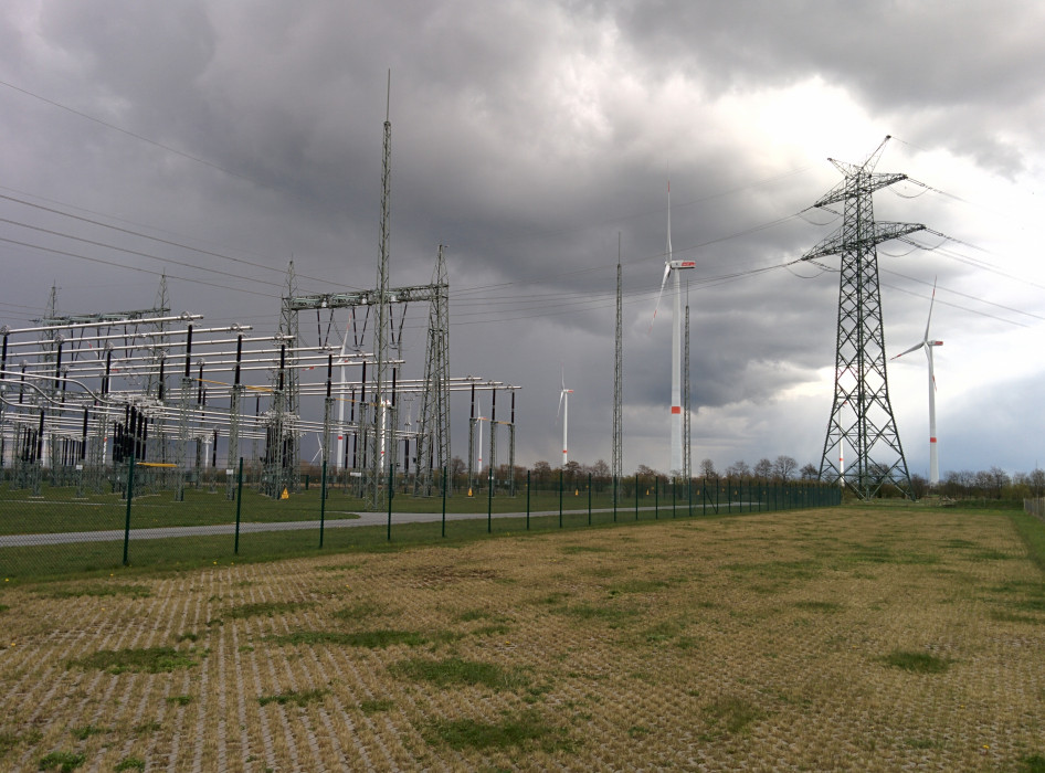 Transformer station and wind turbines in Schleswig-Holstein. Source - CLEW 2017.