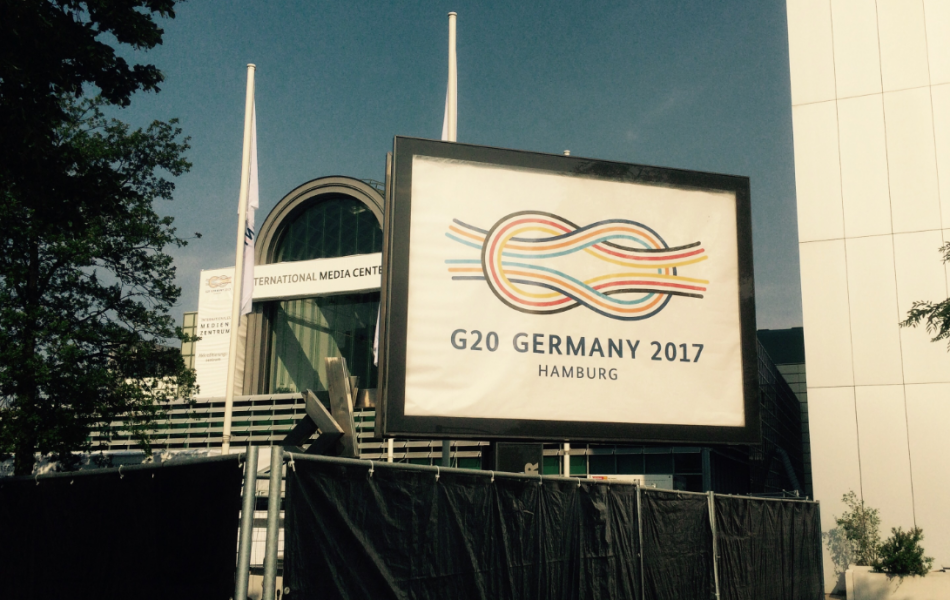 G20 press centre in Hamburg. Photo: CLEW