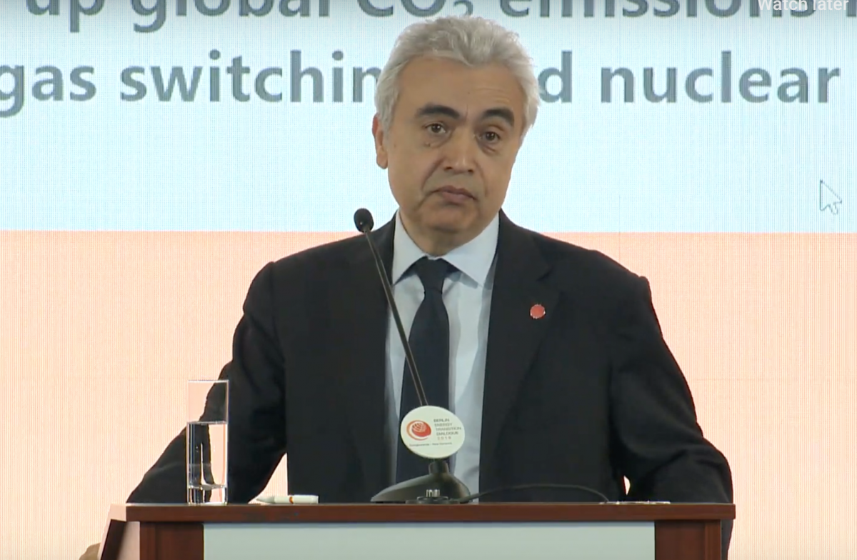 International Energy Agency (IEA) chief Fatih Birol at the Berlin Energy Transition Dialogue 2019. Source: BETD.
