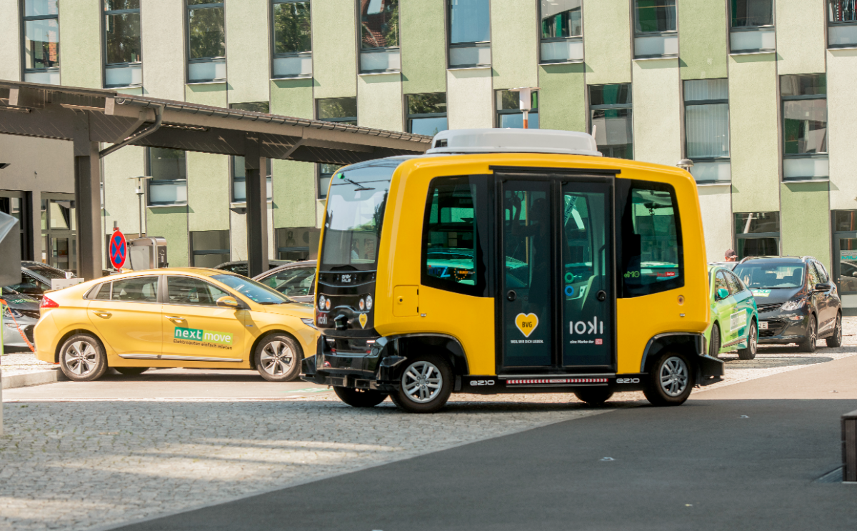 Photo shows autonomous vehicle tested by Berlin's public transport company BVG. Photo: EUREF AG / Christian Kruppa