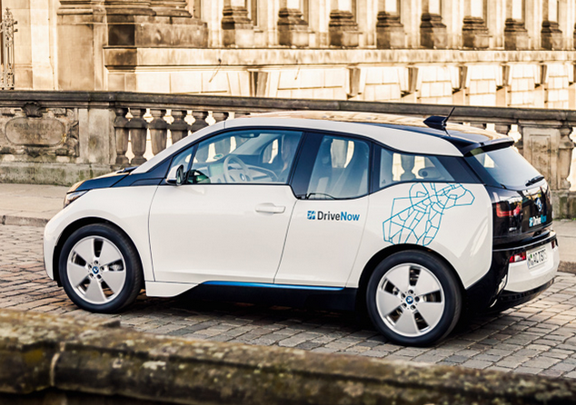 A BMW i3 of the company's car sharing service DriveNow, which has now been merged with Daimler's. Photo DriveNow