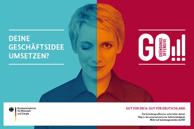 'Implementing your business idea?' - Advertising for the economy ministry's start-up initiative GO!