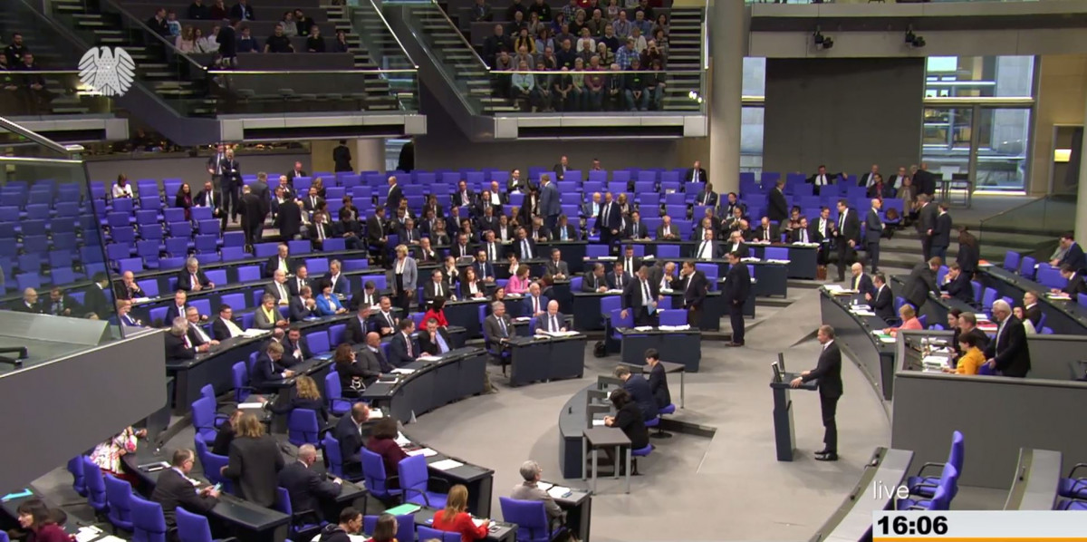 Parliamentarians debate the coal exit proposal in a plenary debate in the Bundestag in January 2019. Photo: Bundestag.