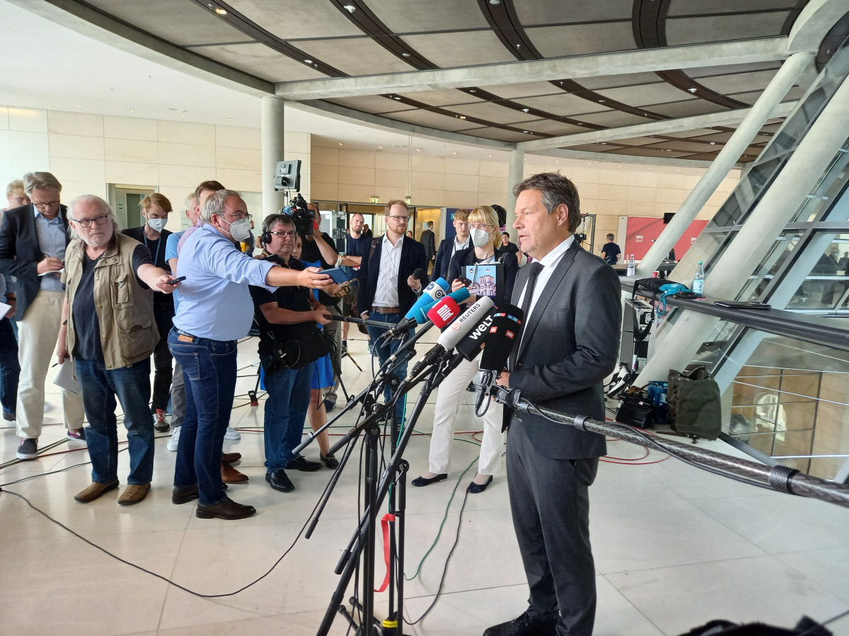 German economy minister Robert Habeck in the Bundestag. Photo: CLEW/Wettengel.