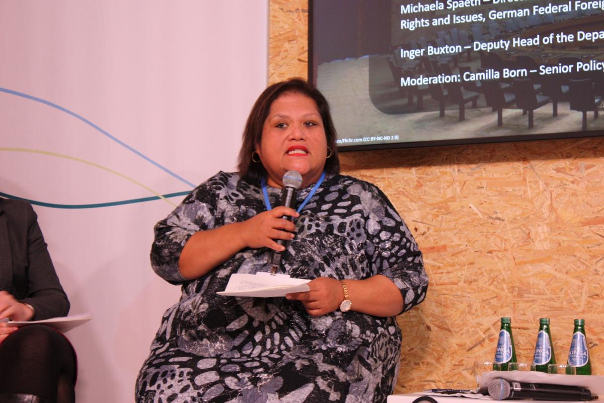 "It takes a country like Germany that can do the heavy lifting" to put a focus on climate policy in the UN Security Council, says Marlene Moses, Permanent Representative of the Republic of Nauru to the United Nations. Photo: CLEW/Wettengel 2018.