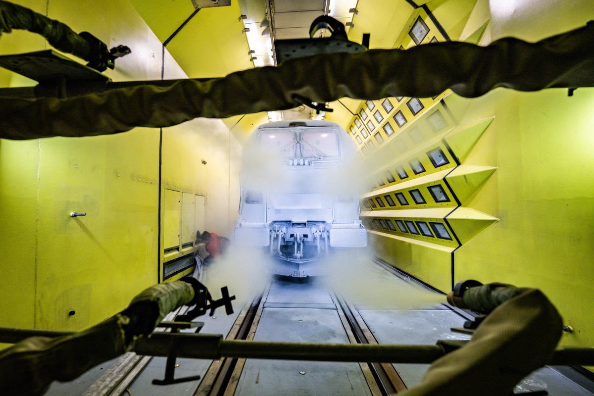 Railway operator Deutsche Bahn has conducted tests to ensure trains function properly in extreme weather situations and very low temperatures. Photo: Deutsche Bahn AG / Tobias Holzer. Railway operator Deutsche Bahn has conducted tests to ensure trains function properly in extreme weather situations and very low temperatures. Photo: Deutsche Bahn AG / Tobias Holzer.