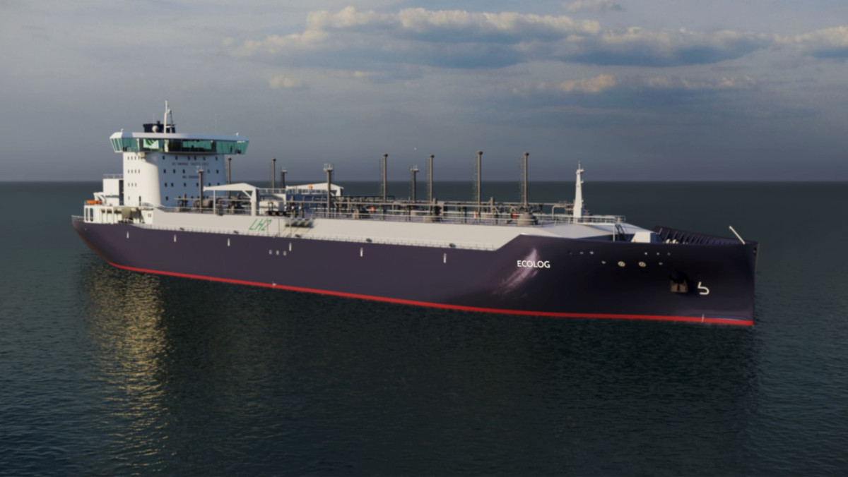 A hydrogen-carrying ship, as envisioned by EcoLog