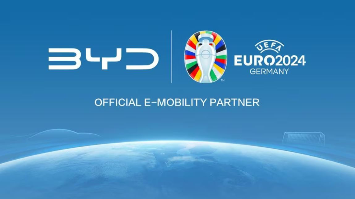 Chinese electric carmaker BYD is EURO 2024 official e-mobility partner. Image by UEFA