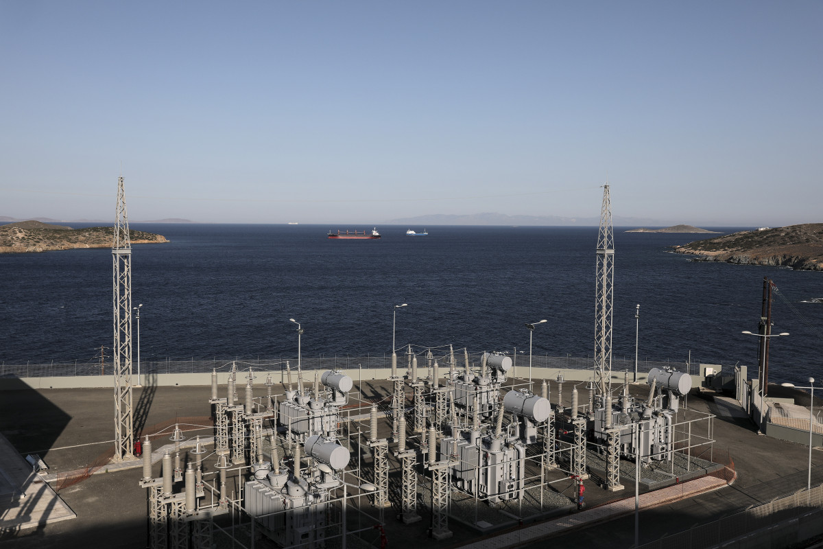 Photo shows General view of the electric power substation on the Aegean island of Syros in Greece. Photo: European Union.