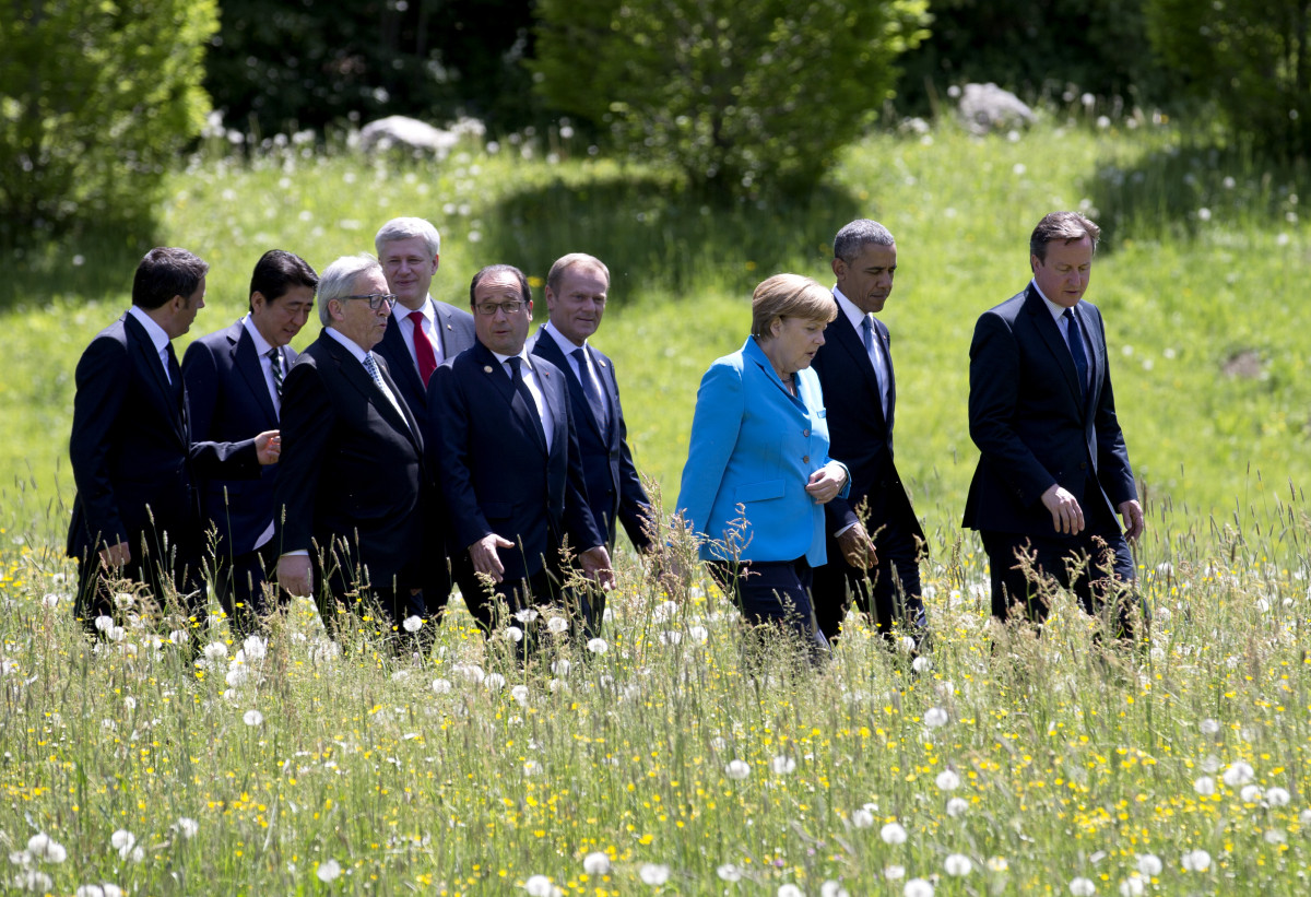 Merkel with other leaders at the G7 summit in German Elmau 2015. Photo: European Union. World leaders at the G7 summit in German Elmau 2015. Photo: European Union.