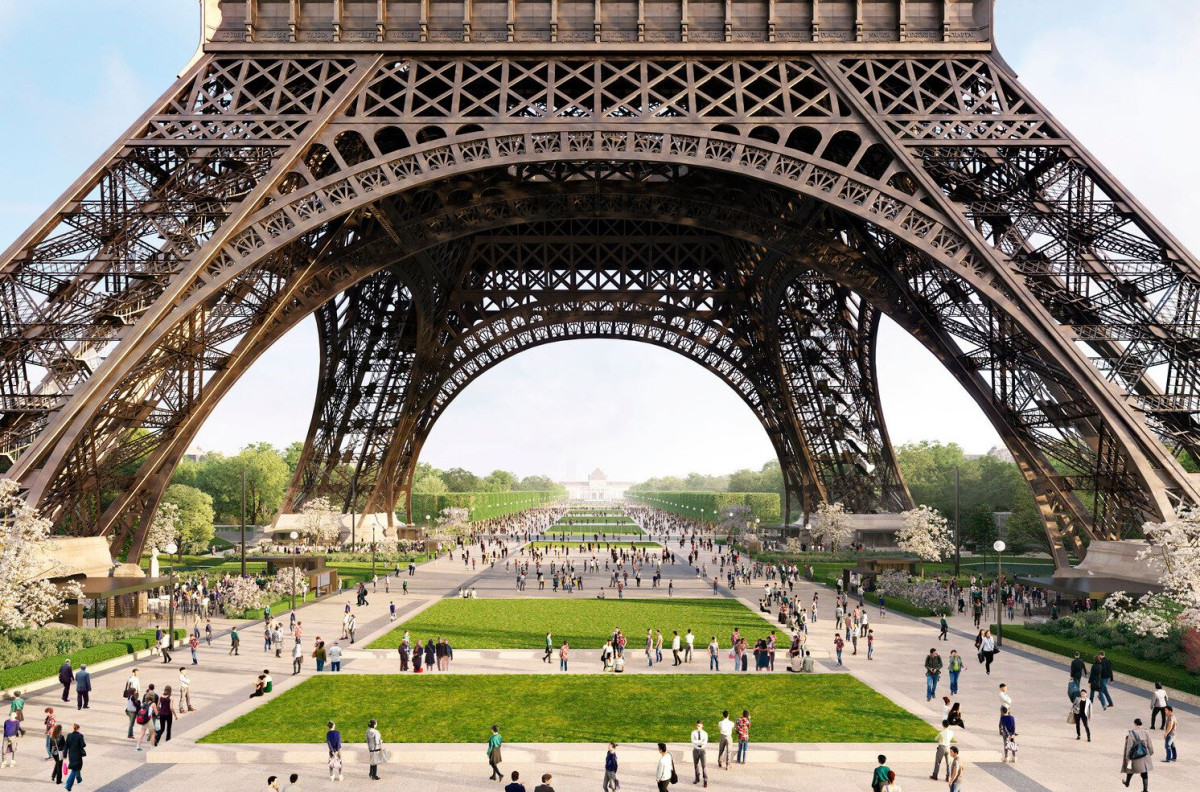 The new Eiffel Tower park is meant to give the city a "green lung". Image by Gustafson, Porter + Bowman 