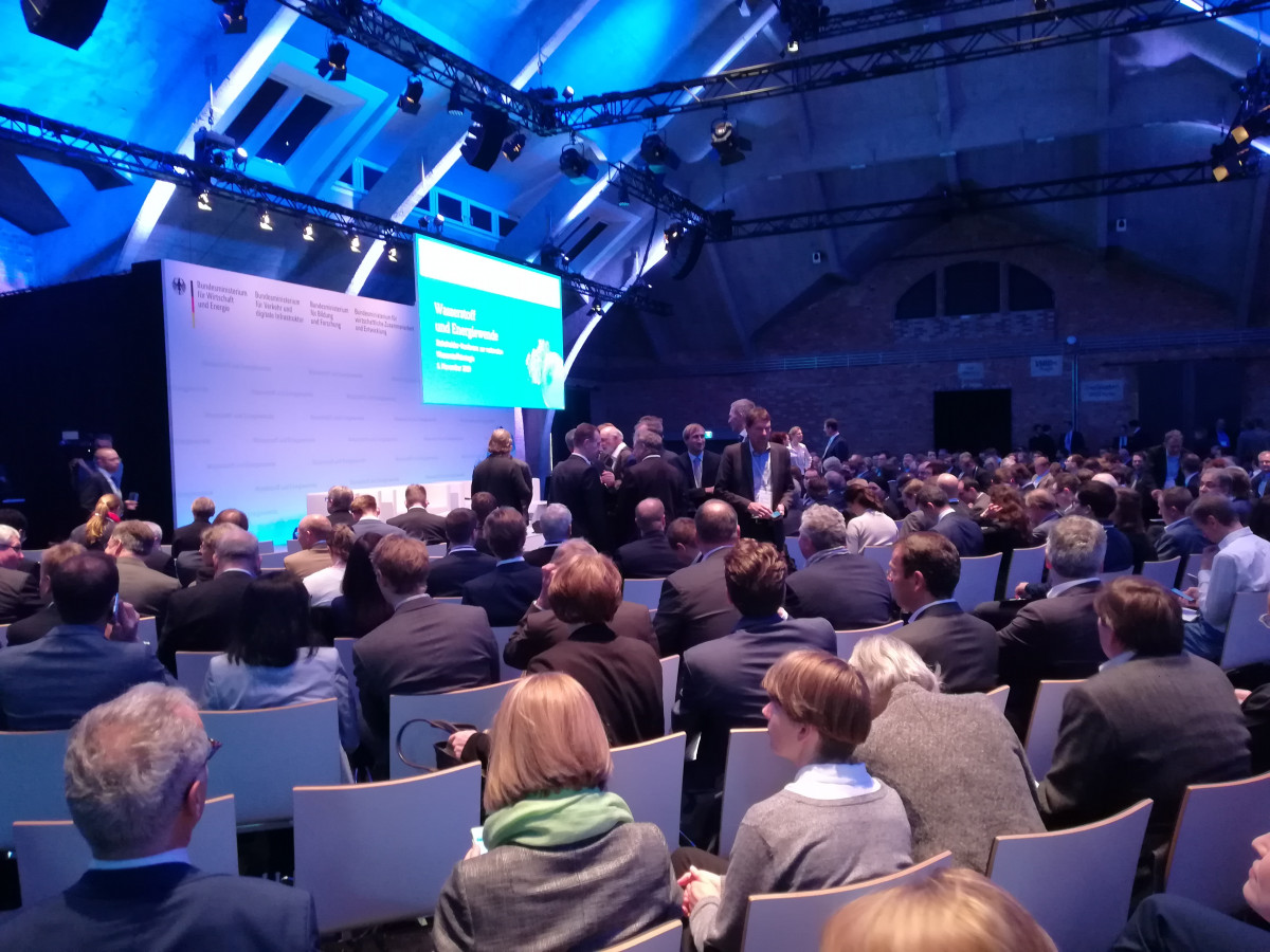 Full house: organisers told CLEW that the hydrogen stakeholder conference was heavily overbooked. Photo: CLEW. Photo of the German government's hydrogen stakeholder conference in Berlin on 5 November 2019. Photo: CLEW 2019.