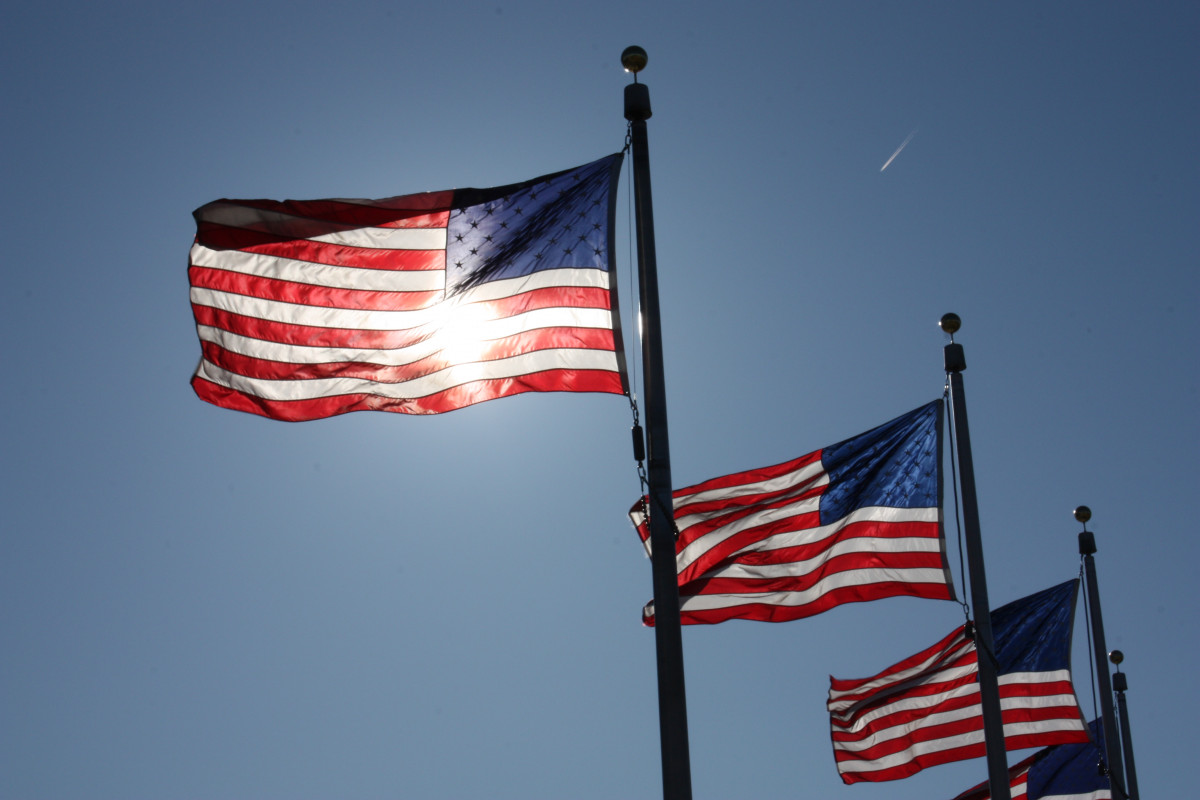 Photo shows U.S. flags in Washington, D.C. Photo: CLEW/Julian Wettengel 2020. 