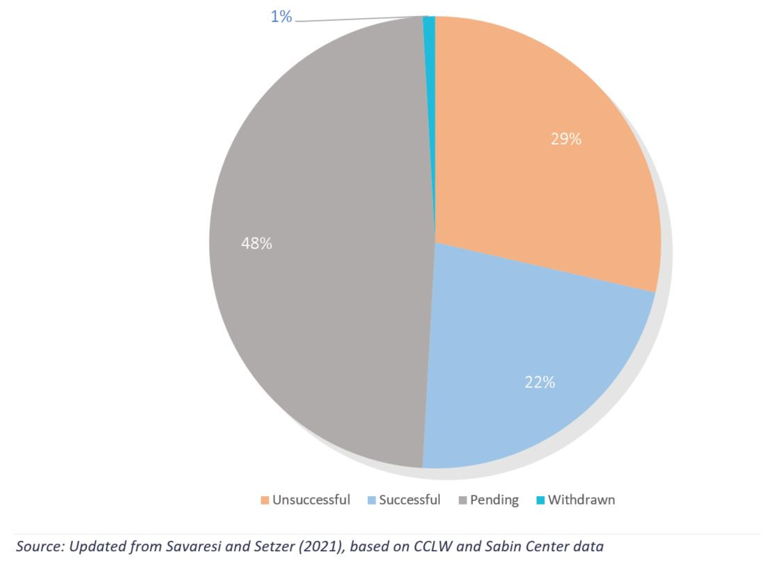 Outcomes in human rights cases. Credit: Setzer and Higham, Grantham Research Institute on Climate Change and the Environment (2021) based on Climate Change Laws of the World and Sabin Center data