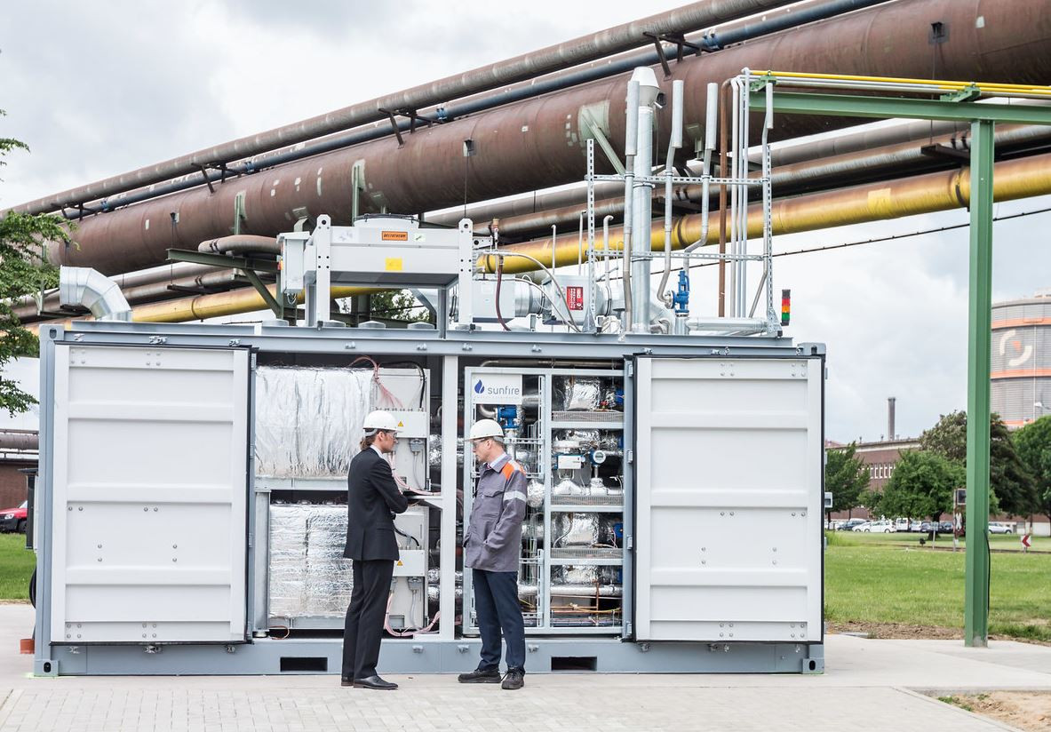 Sunfire electrolysis module "GrinHy" at Salzgitter plant. Copyright Salzgitter Flachstahl GmbH, 2017